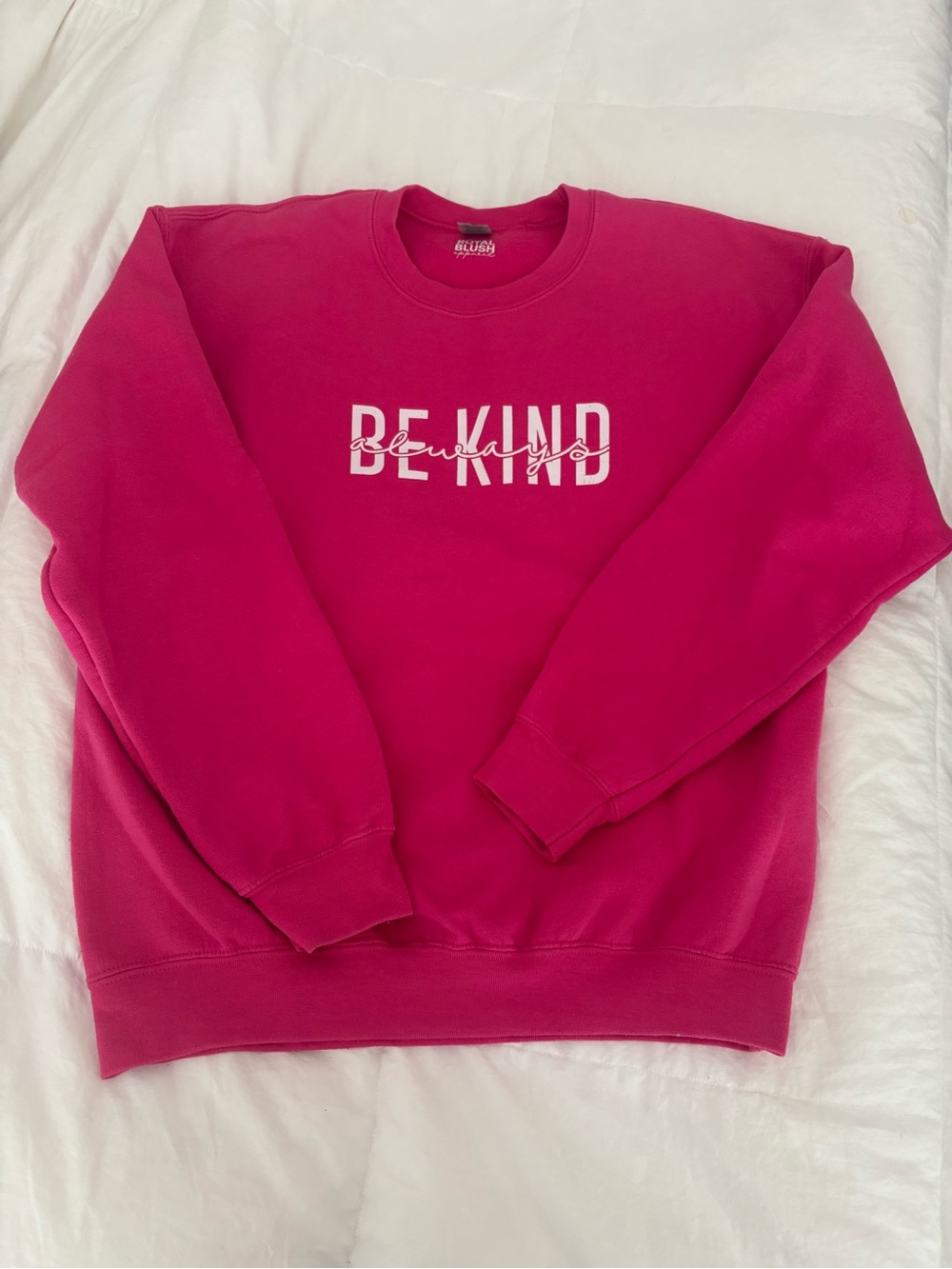 Custom-made BE KIND Hot Pink Graphic Crewneck Sweatshirt
